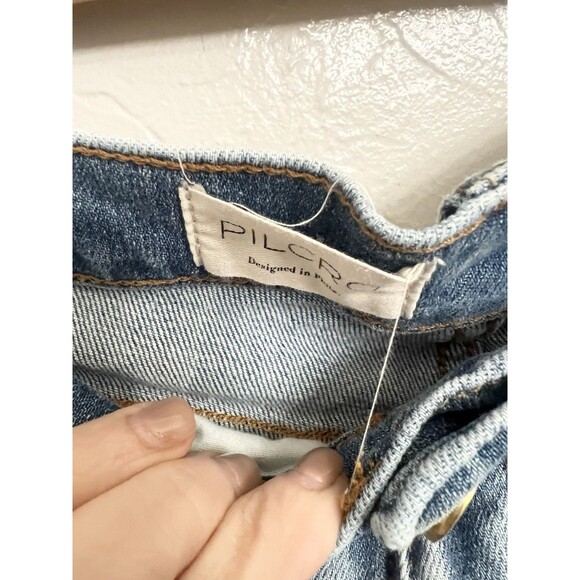 Pilcro Jeans Womens 27 Blue Denim Mid Rise Utility Straight Anthropologie $199 - Picture 4 of 7